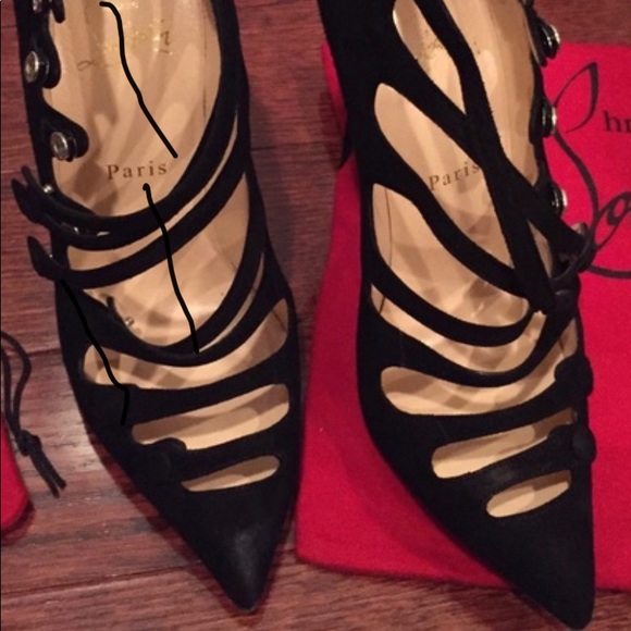 CHRISTIAN LOUBOUTIN black suede heels Sz38 - Picture 4 of 8